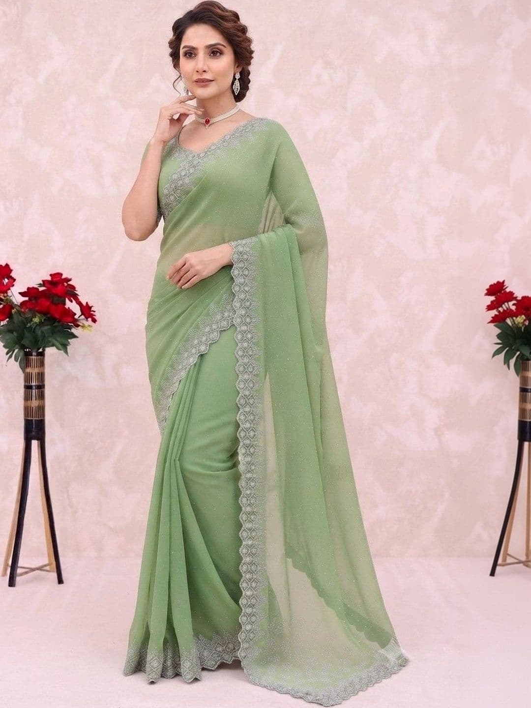 SmileyFashion Pure Georgette Saree - view 1