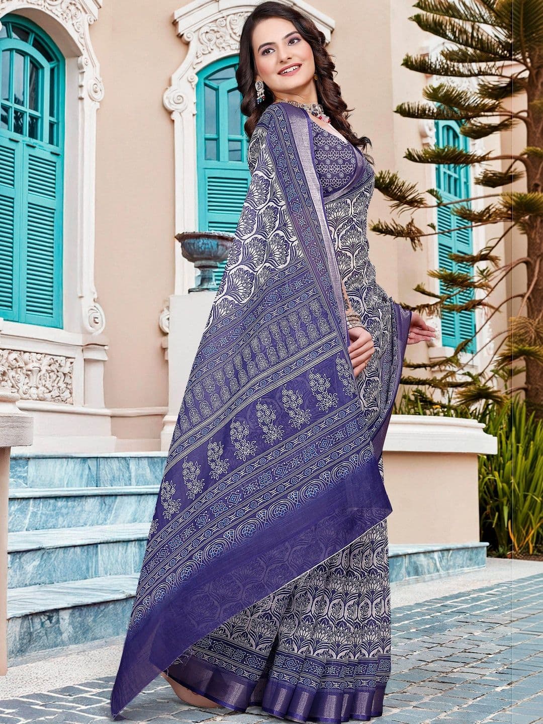 MANVAA Floral Saree thumbnail 5