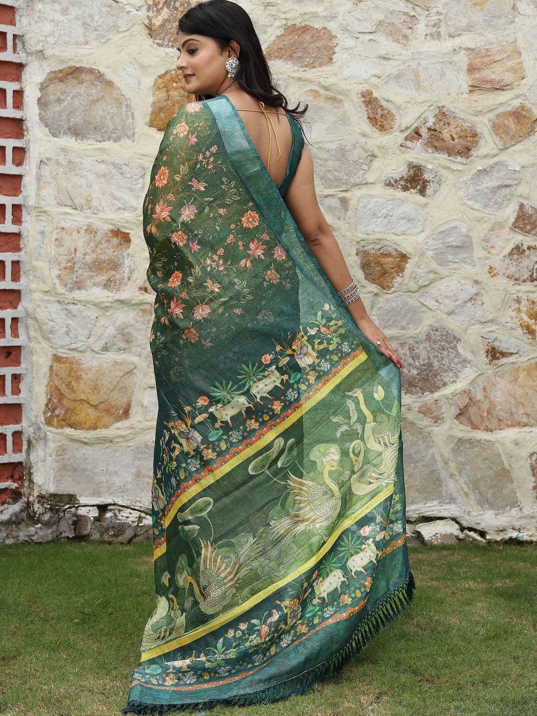 HERE&NOW Kalamkari Silk Cotton Handloom Saree thumbnail 3