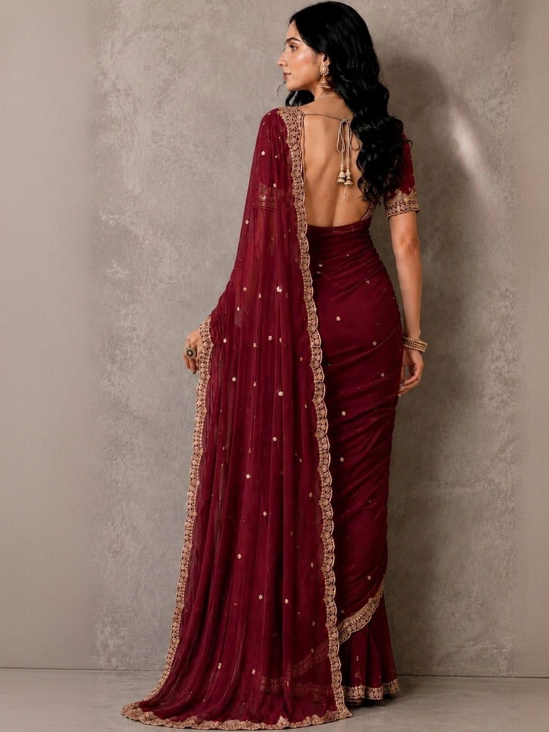 SHRIJAMYAHAM Embroidered Poly Georgette Saree thumbnail 3