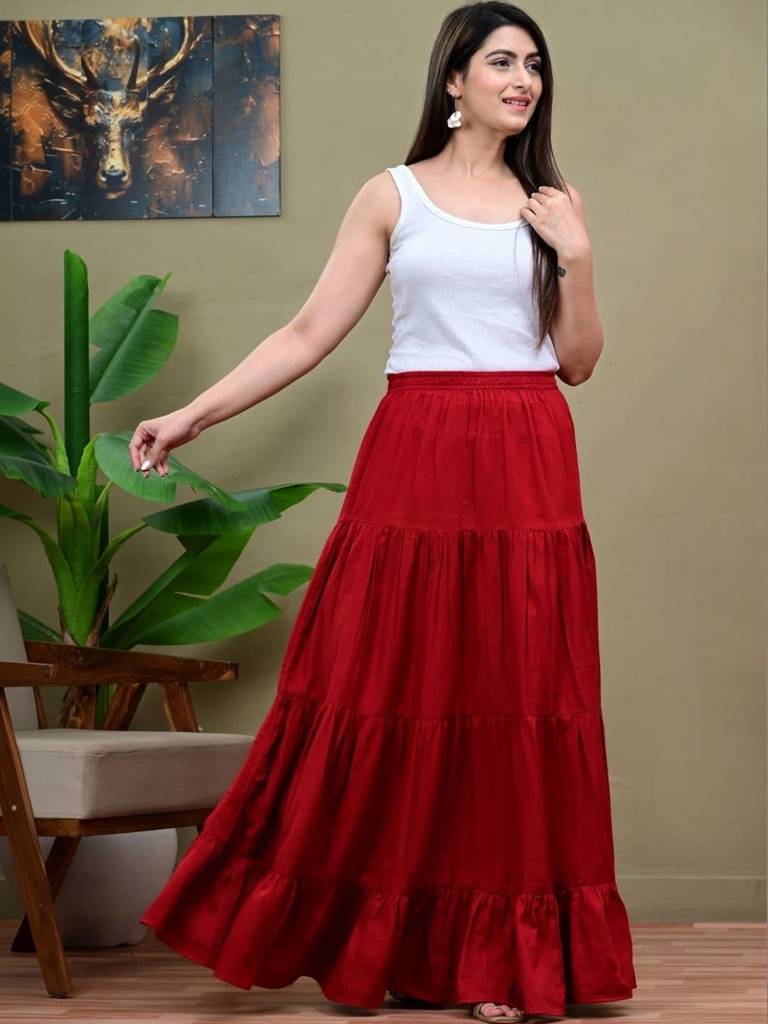 KELWA Women Tiered Maxi Tiered Skirt thumbnail 3