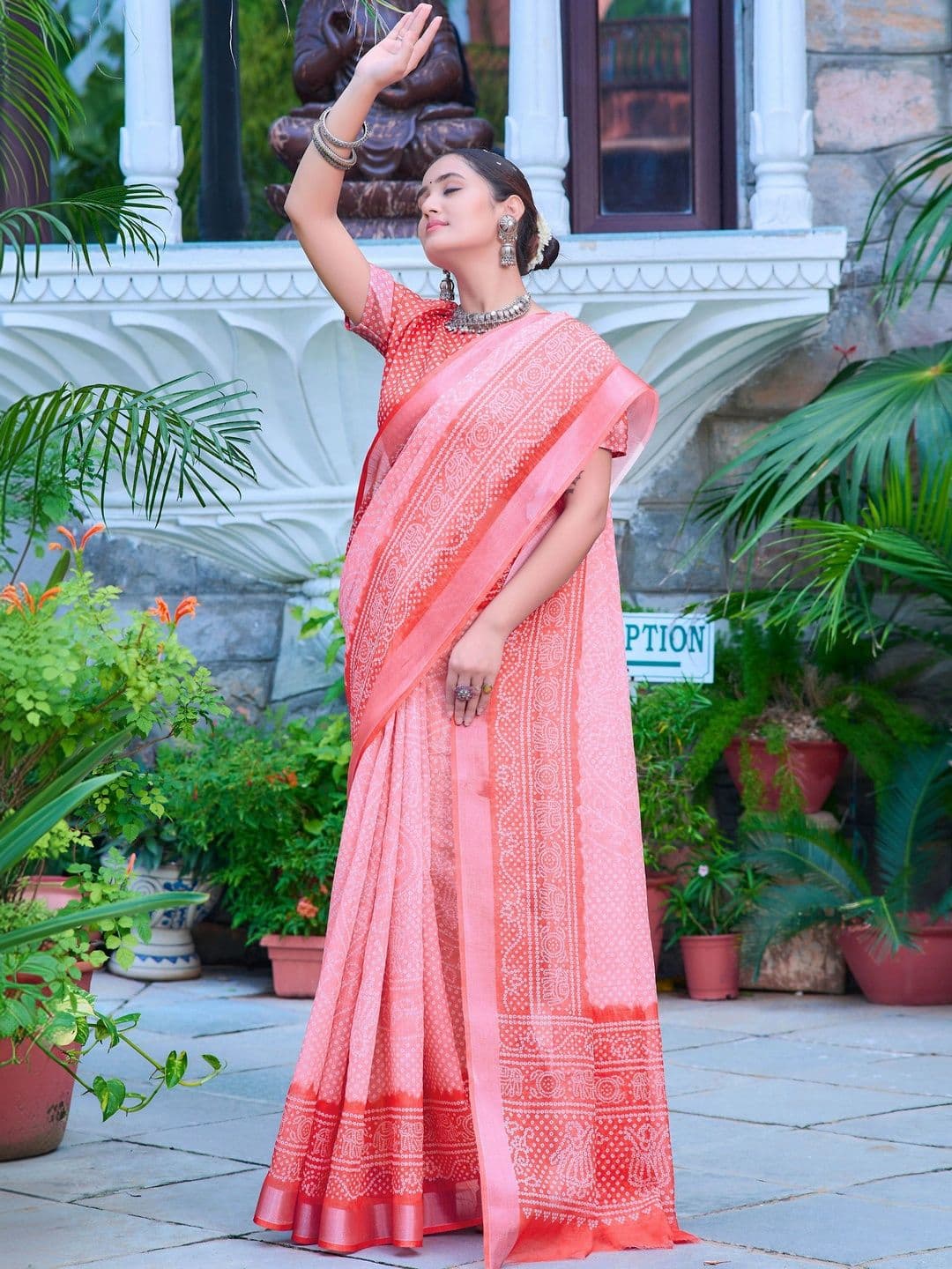 HERE&NOW Bandhani Saree thumbnail 4
