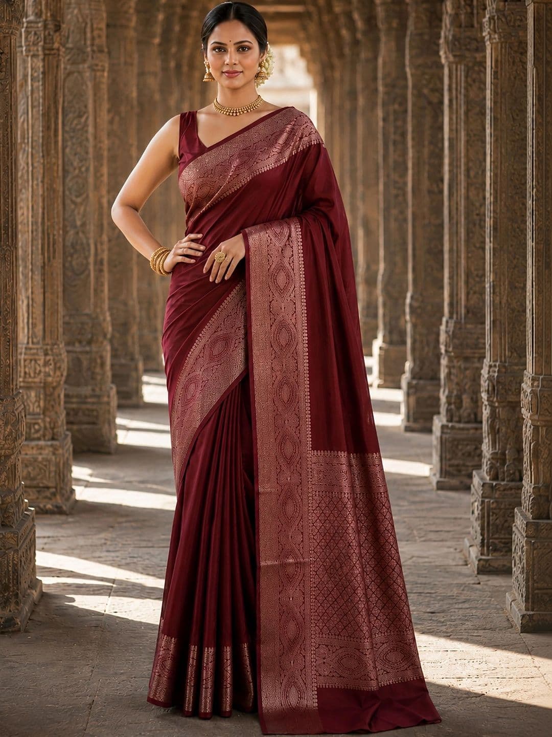 KALINI Woven Design Zari Silk Blend Designer Banarasi Saree thumbnail 4