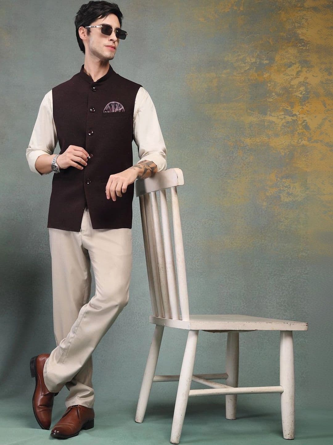Badoliya & Sons Pure Wool Woven Nehru Jackets thumbnail 5
