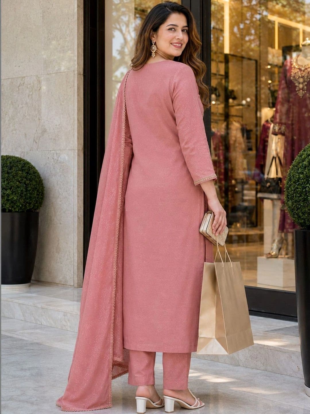Berrylicious Women Ethnic Motifs Embroidered Regular Mirror Work Kurta with Trousers & With Dupatta thumbnail 2