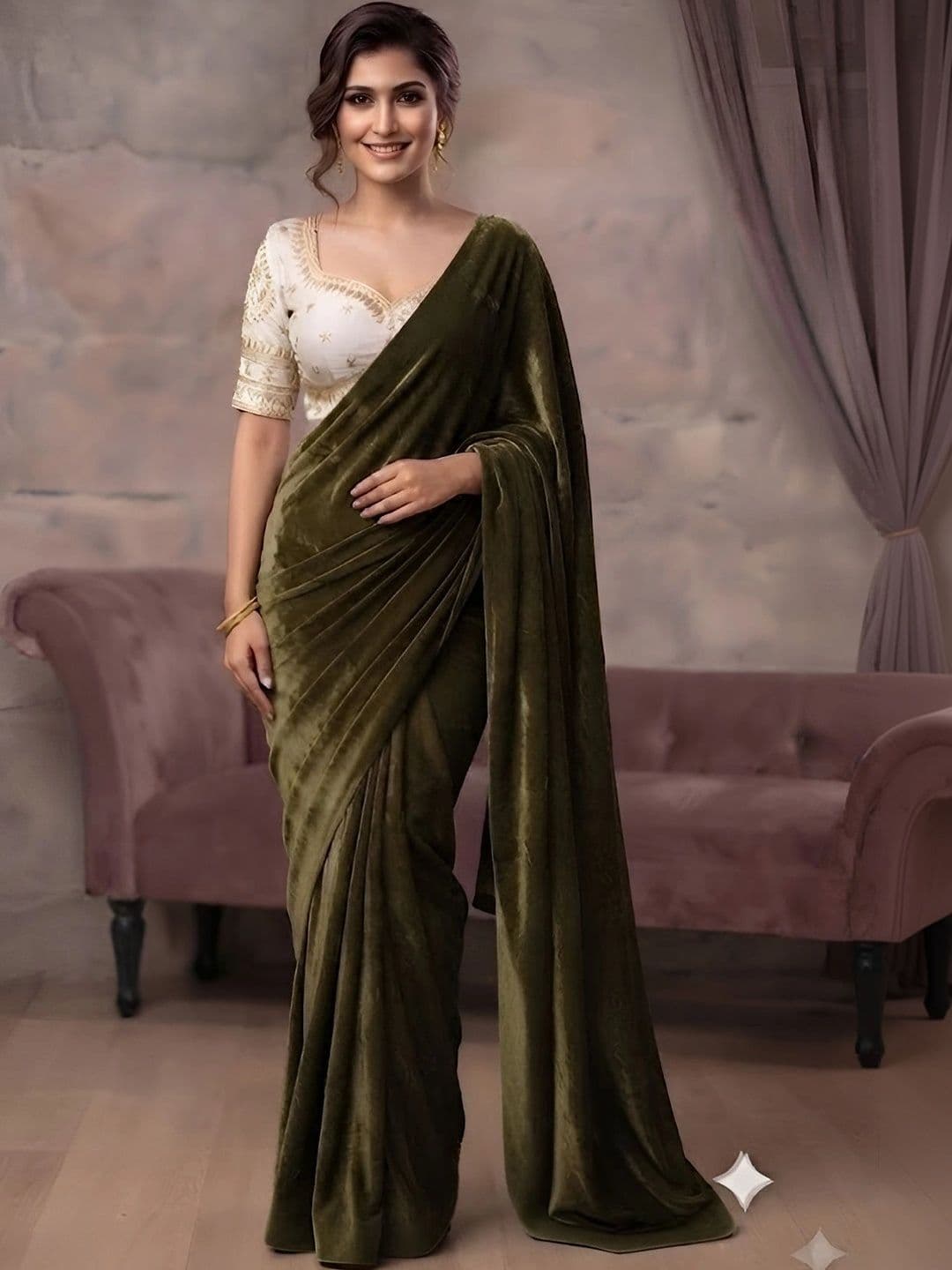 VRAGI Embroidered Saree thumbnail 2