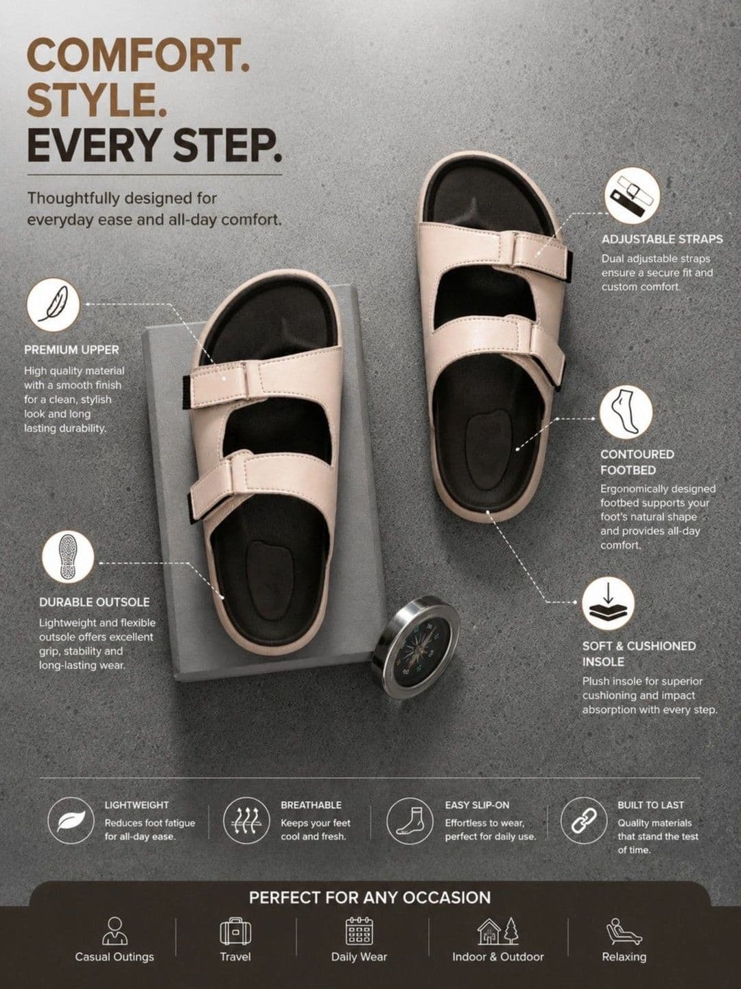 Mast & Harbour Men Comfort Sandals thumbnail 3