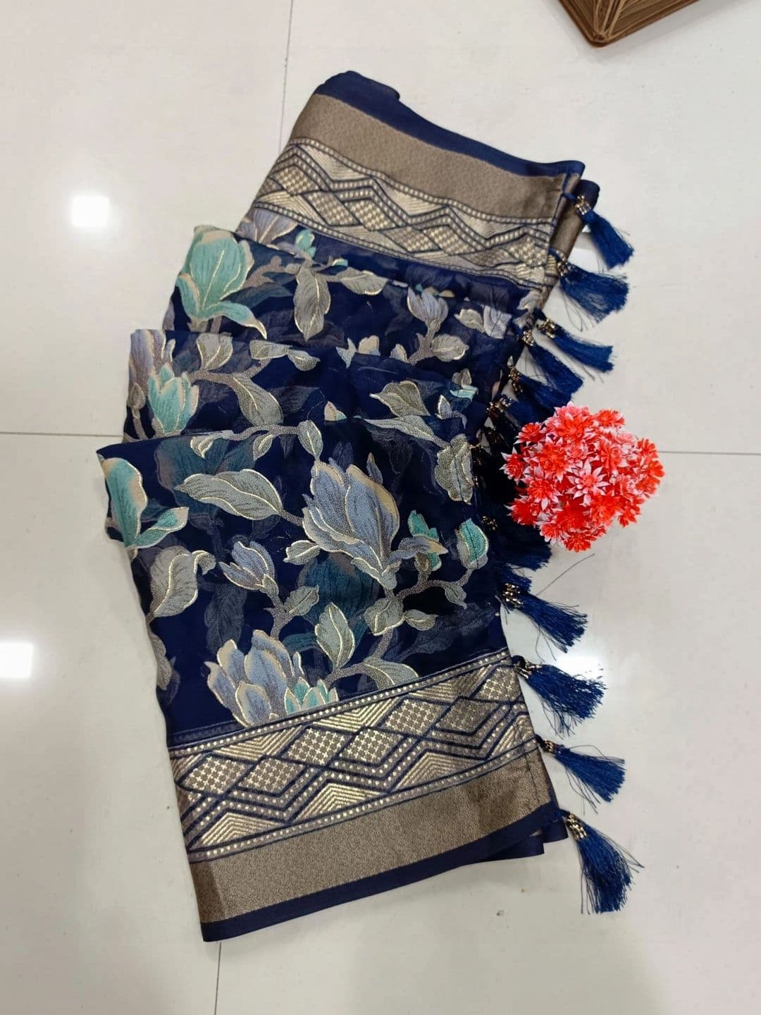 Moda Rapido Ethnic Motifs Zari Brasso Saree thumbnail 4