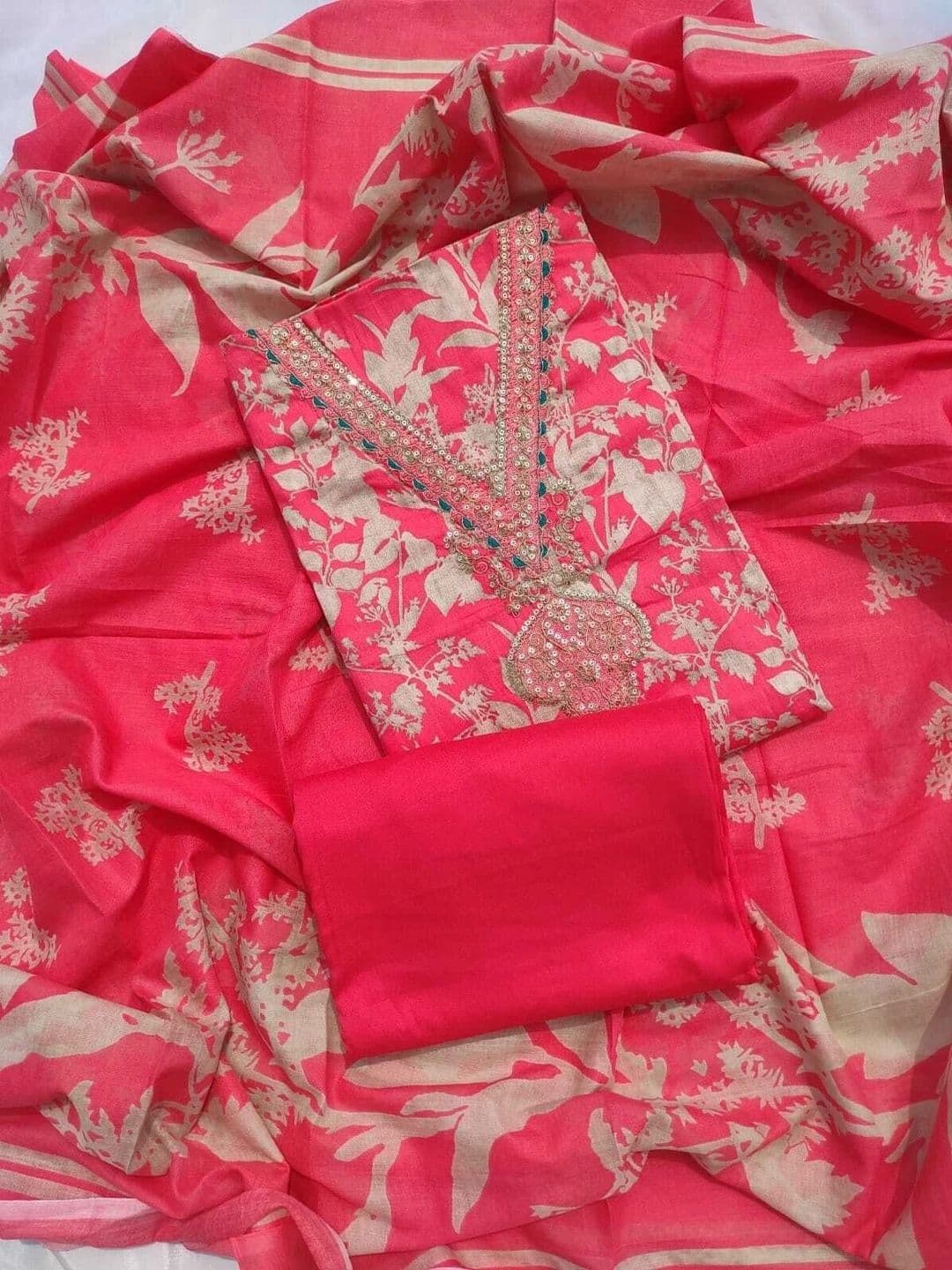 FAB JUNCTION Printed Viscose Rayon Unstitched Dress Material thumbnail 2