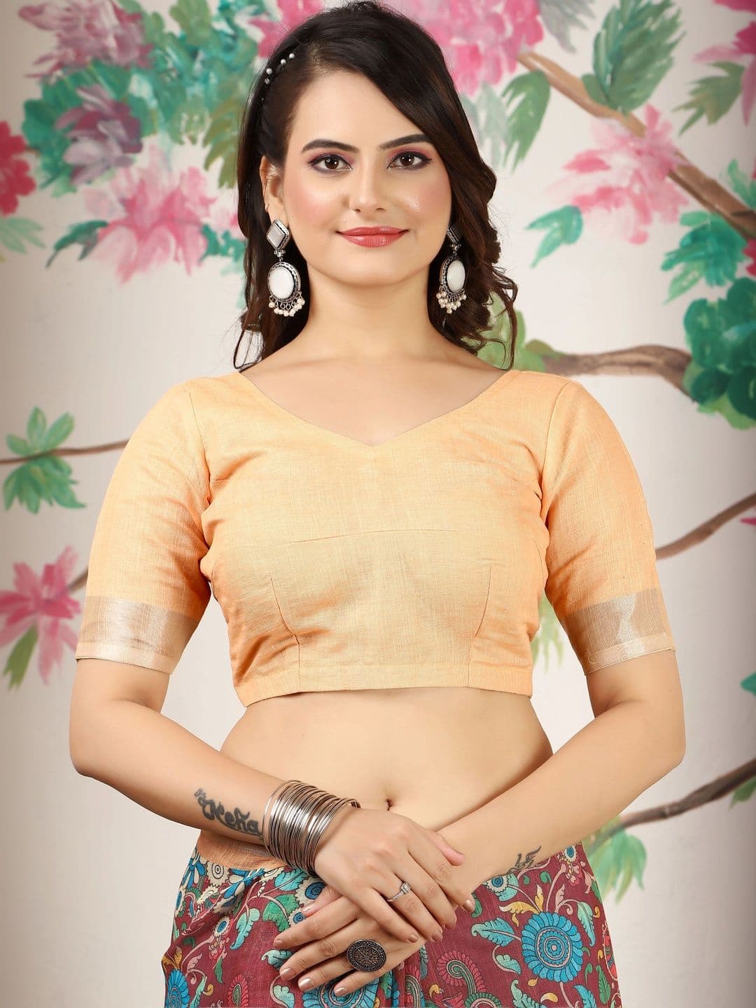 HERE&NOW Women Woven Design Kalamkari Saree thumbnail 4