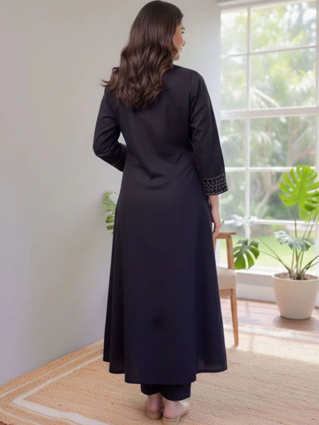 KALINI Women Regular Kurta with Trousers thumbnail 4
