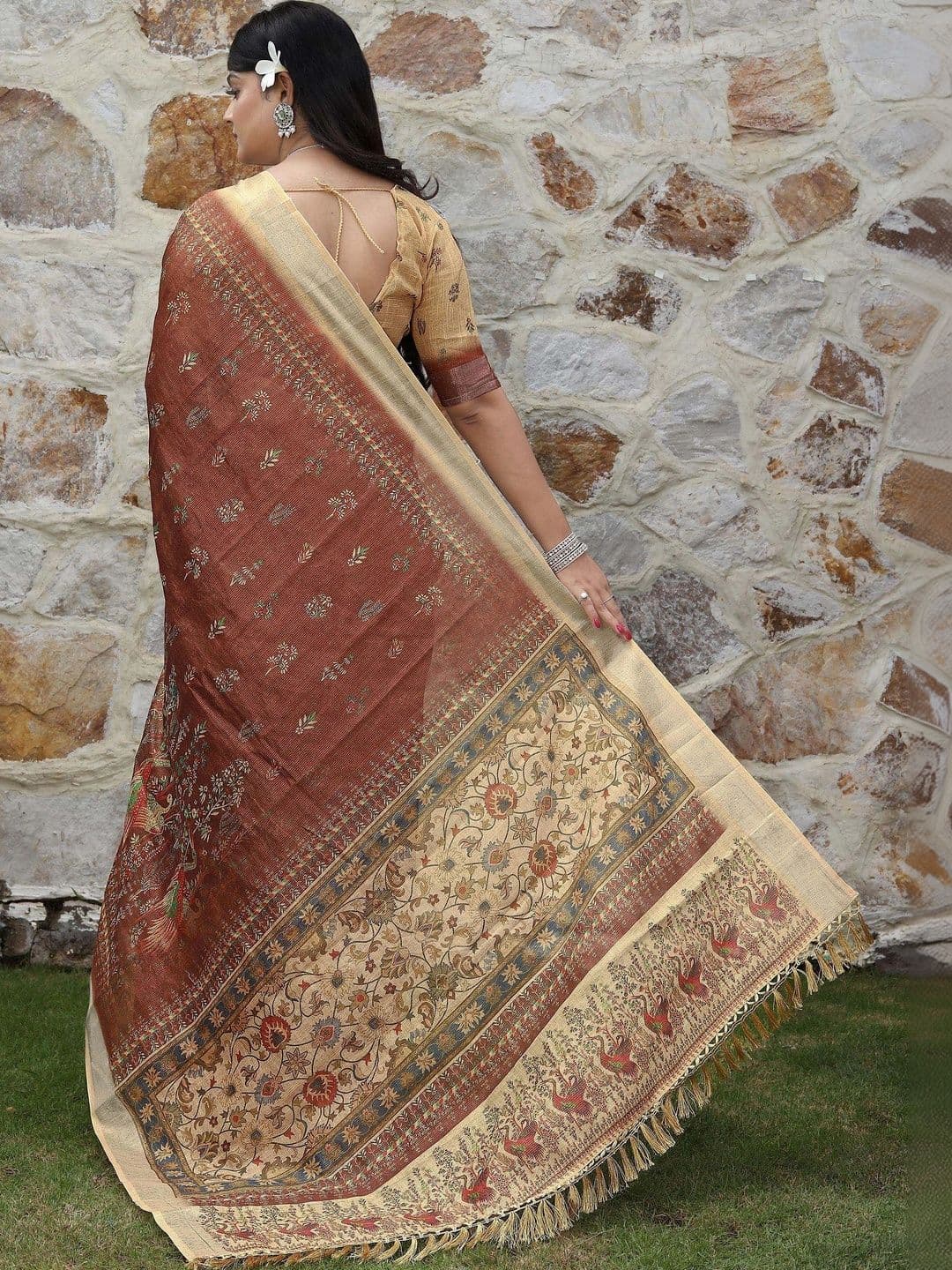 MANVAA Women Paisley Silk Cotton Handloom Saree thumbnail 2