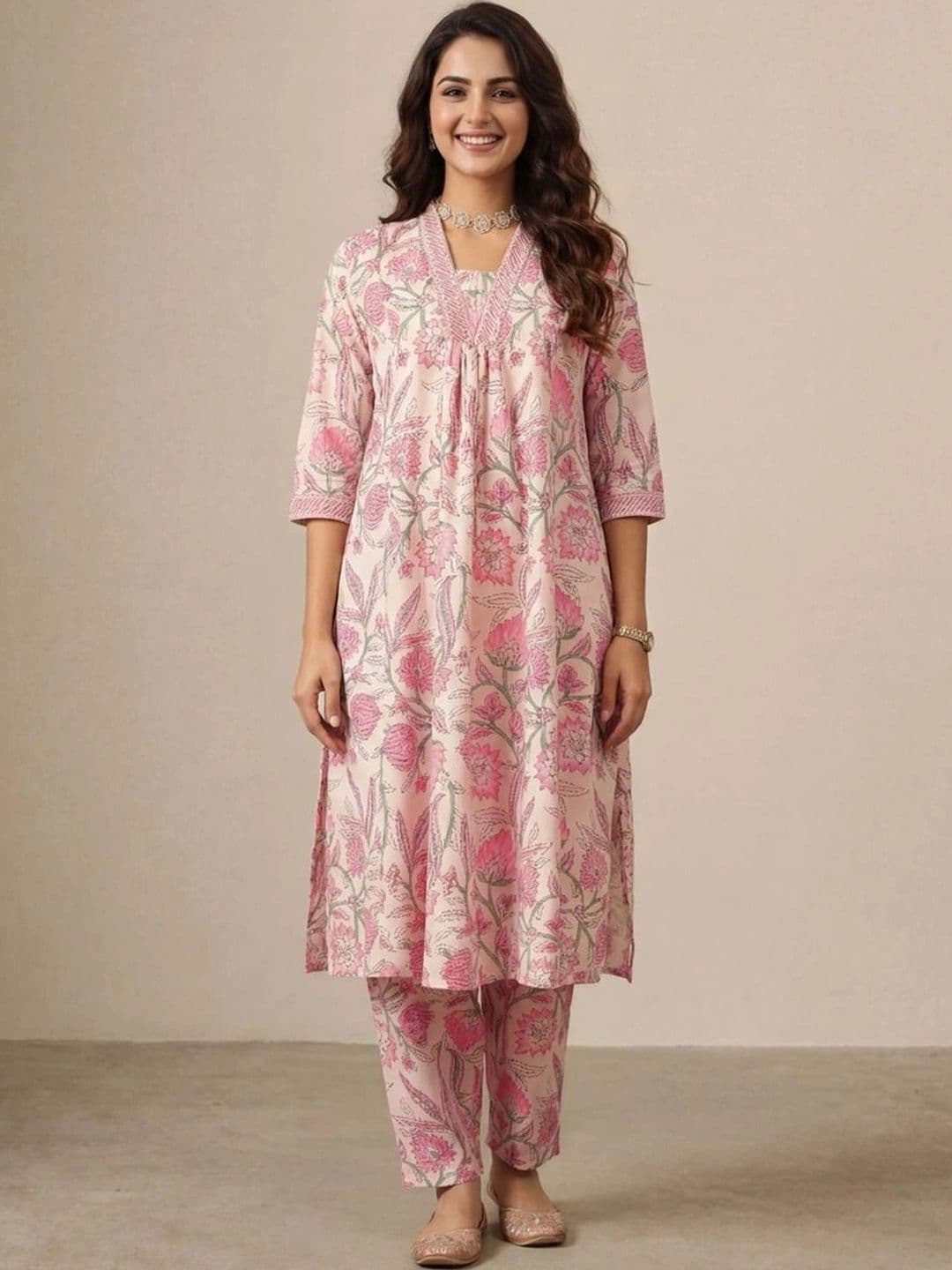 KALINI Women Floral Printed Regular Kurta with Trousers - view 1