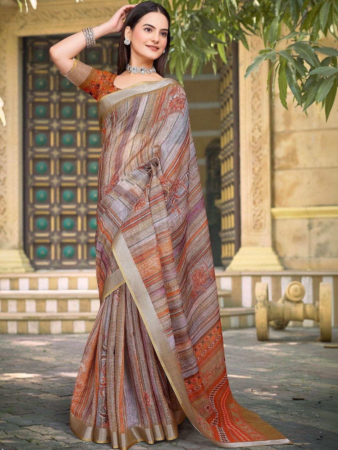 Maroosh Striped Saree thumbnail 6