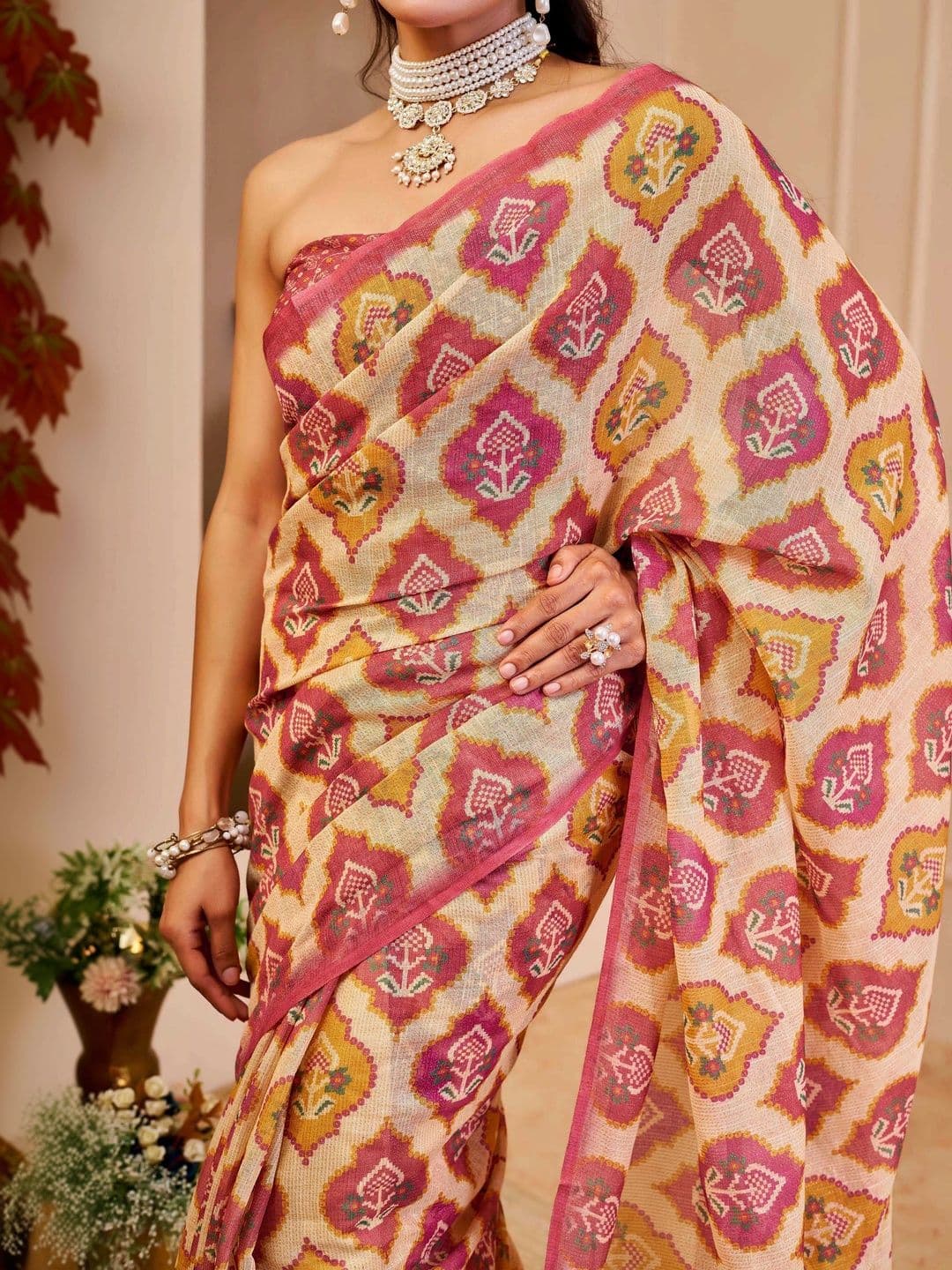 HERE&NOW Kalamkari Silk Cotton Handloom Saree thumbnail 7