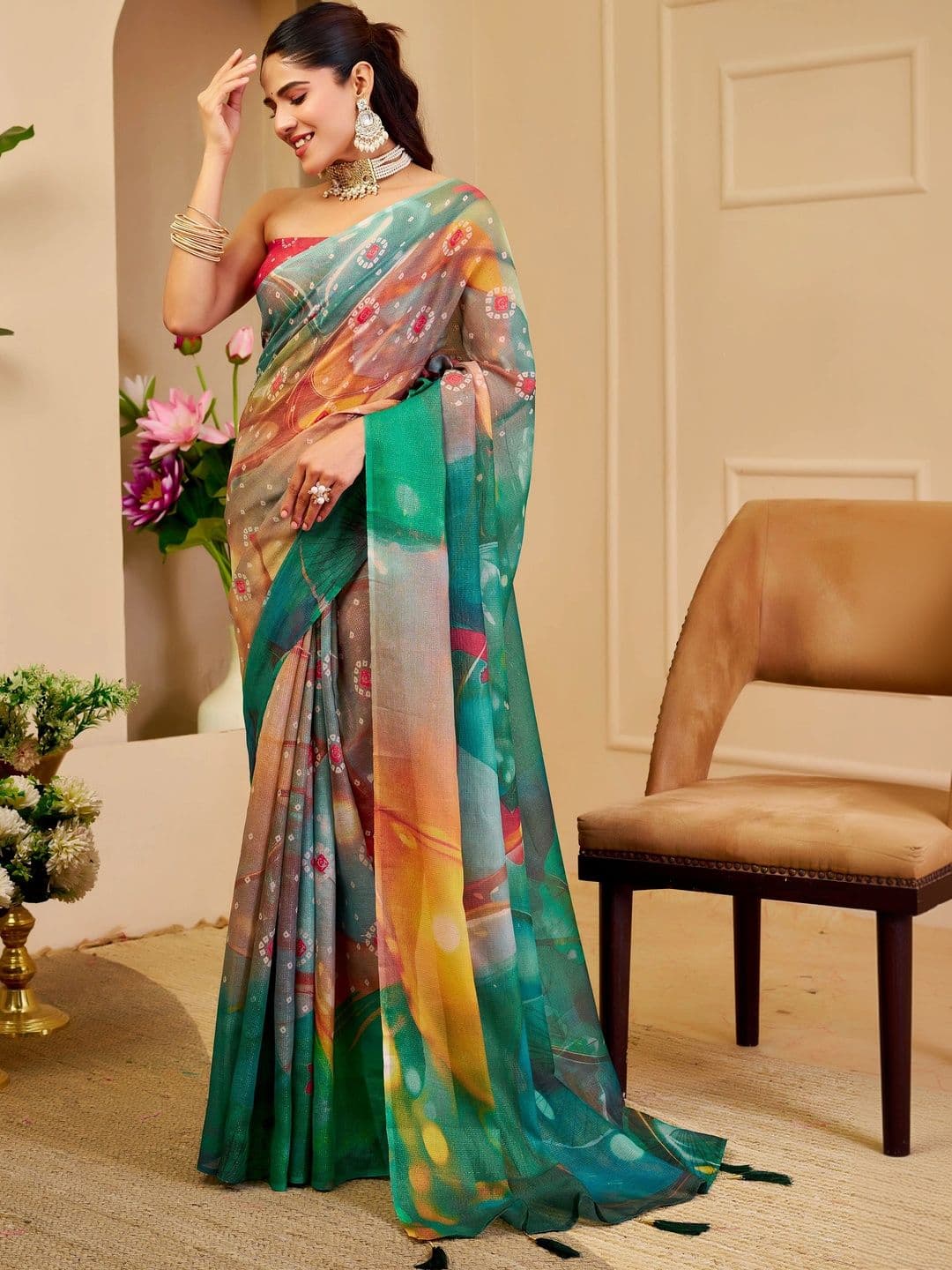 HERE&NOW Women  Silk Cotton Handloom Saree thumbnail 5