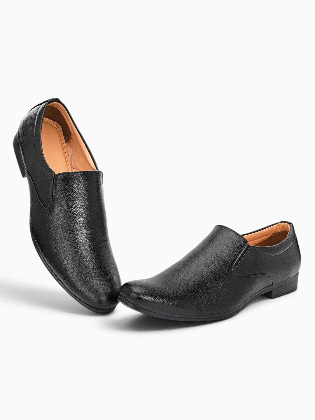 HERE&NOW Men Textured Leather Pointed Toe Formal Slip-Ons thumbnail 2