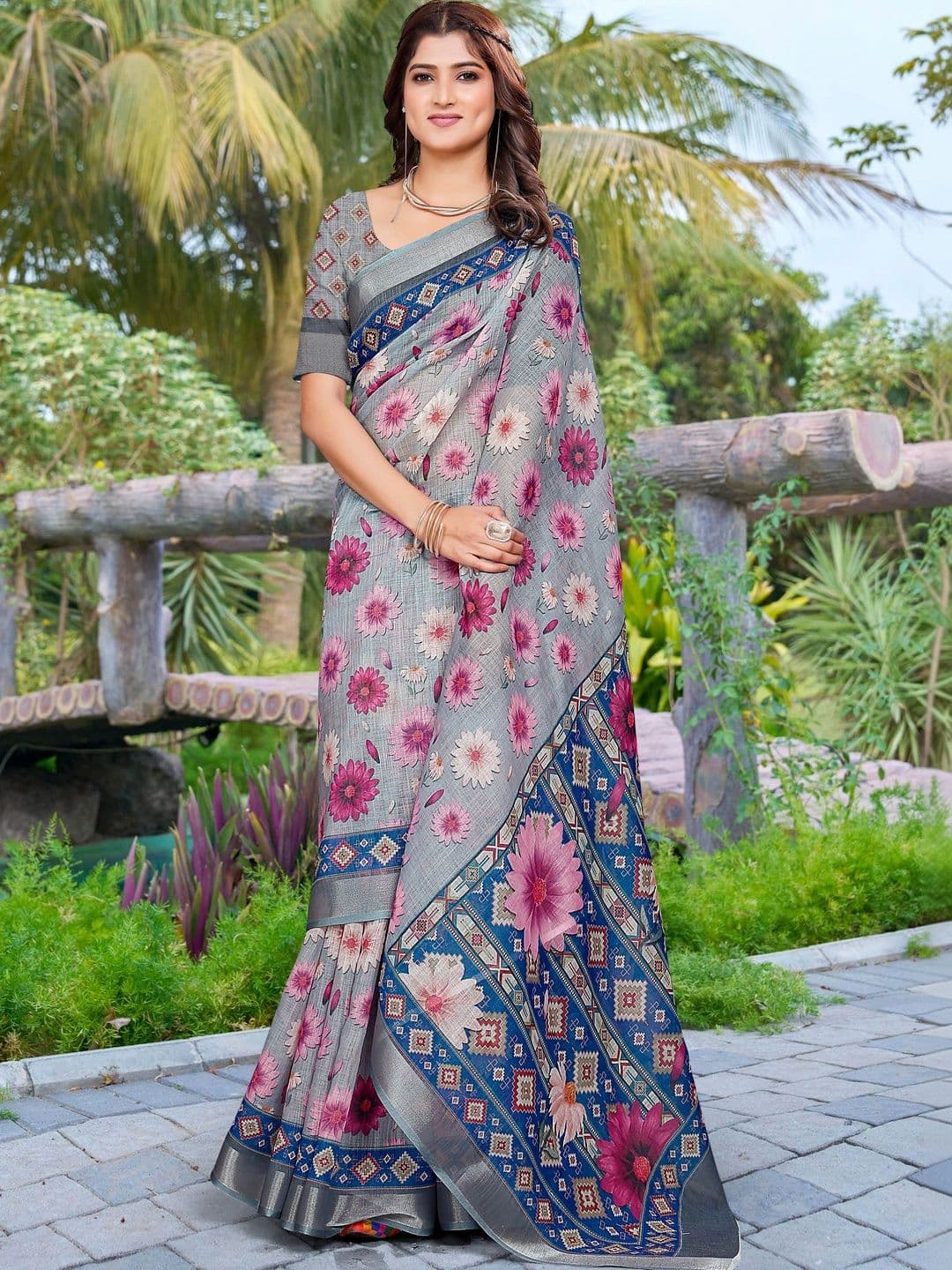 MANVAA Floral Saree - view 1