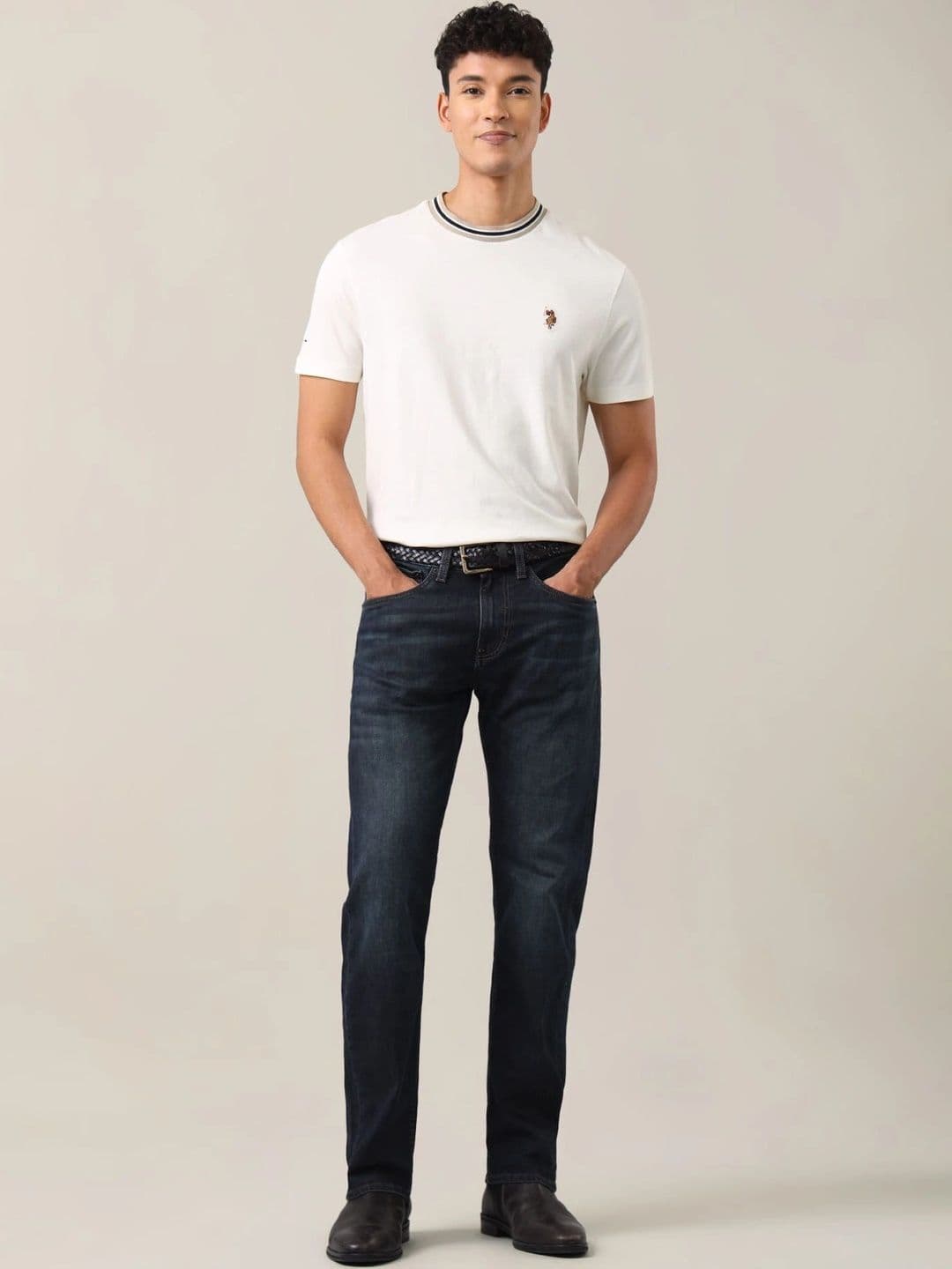 U.S. Polo Assn. Denim Co. Men Regular Fit Mid-Rise Low Distress Jeans thumbnail 7