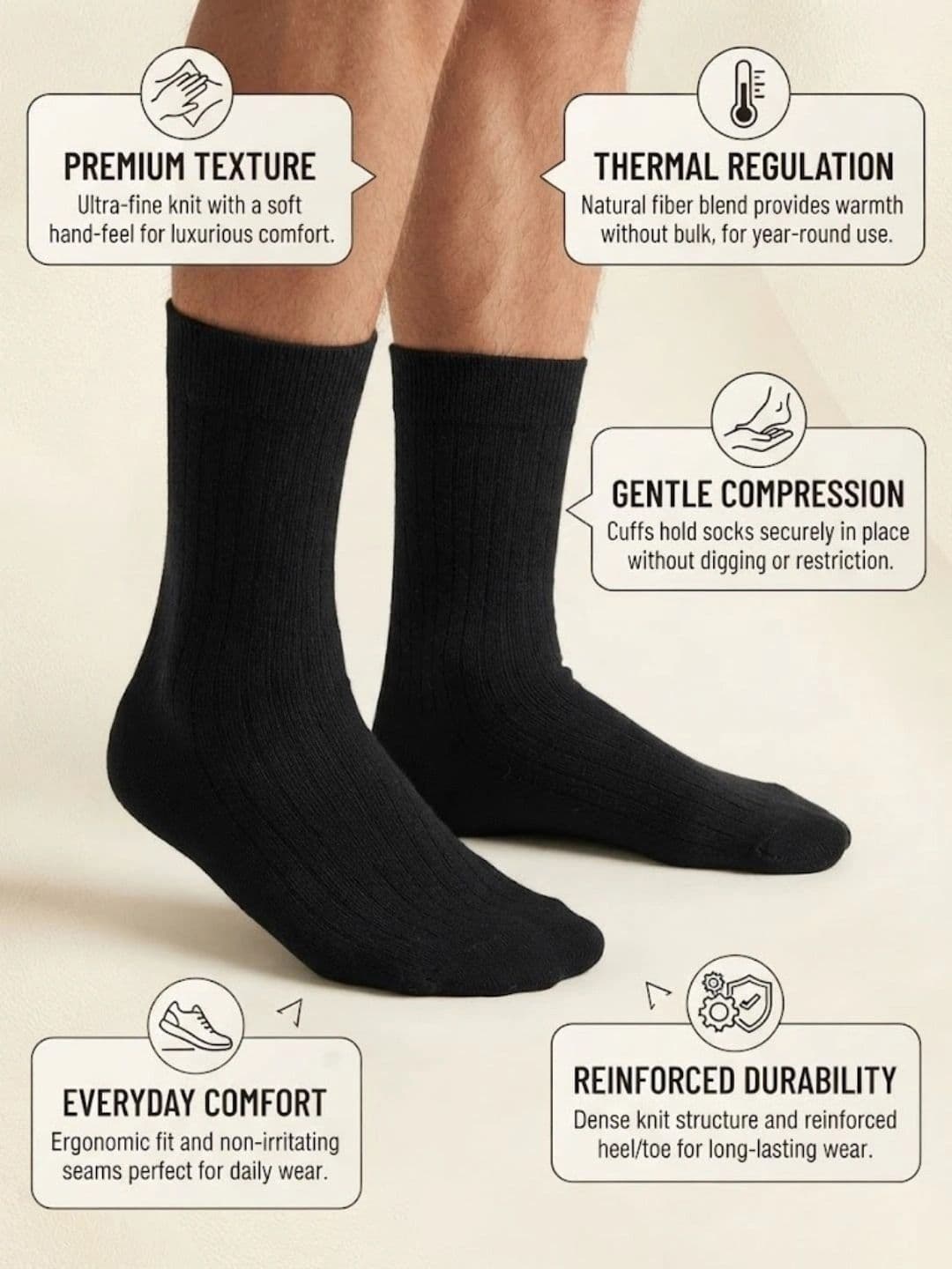 Cdeck Men Woolen Calf Length Socks thumbnail 4