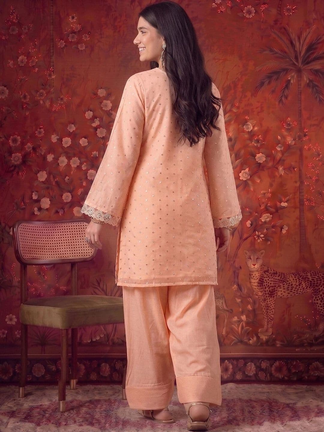 Sangria Women Ethnic Motifs Embroidered Regular Kurta with Patiala thumbnail 2