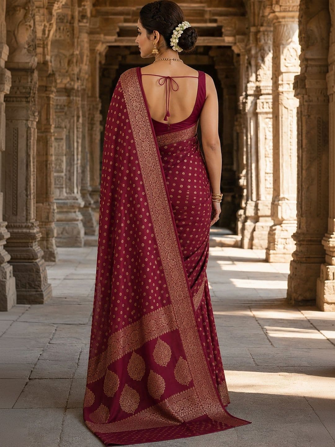 KALINI Woven Design Zari Silk Blend Designer Banarasi Saree thumbnail 4
