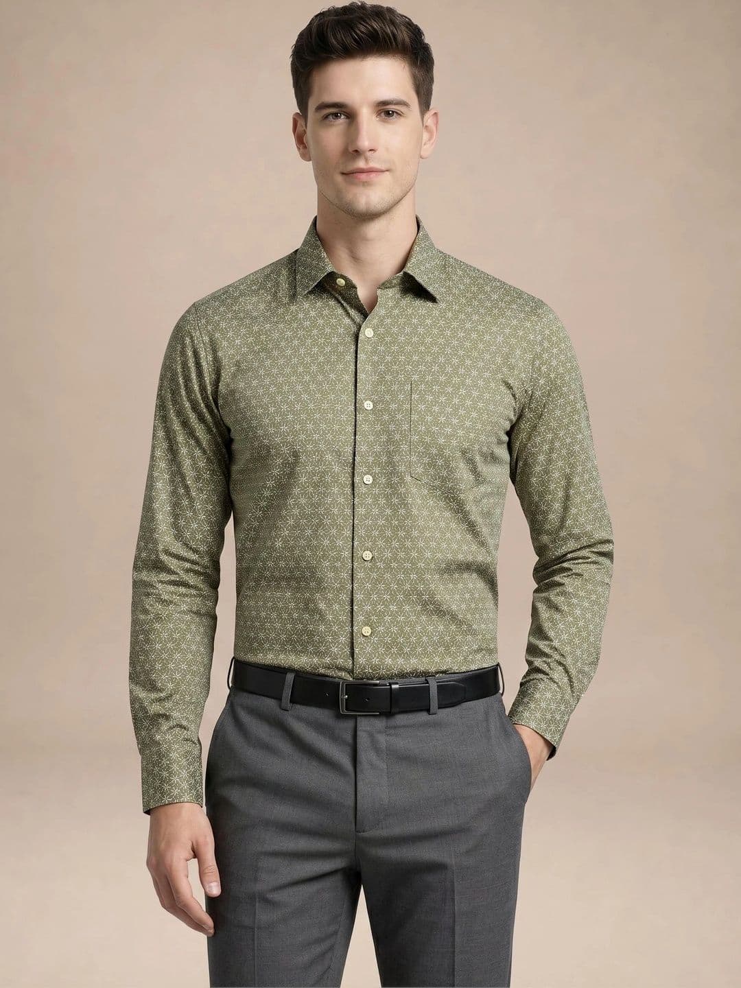 Turtle Men Standard Slim Fit Printed Semiformal Shirt - view 1