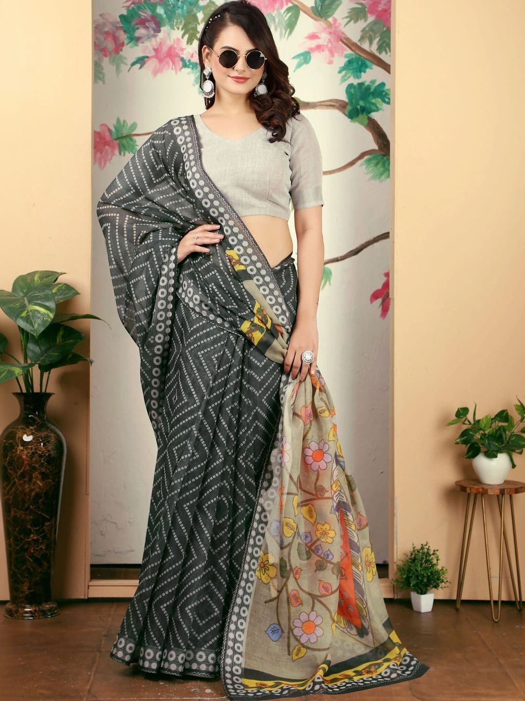 HERE&NOW Bandhani Saree thumbnail 4