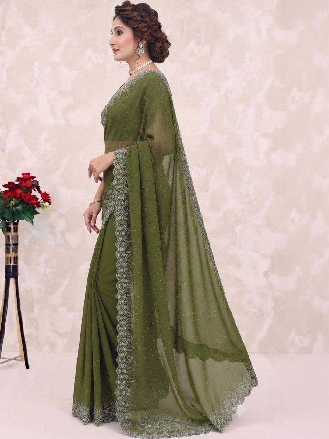 SmileyFashion Pure Georgette Saree thumbnail 5
