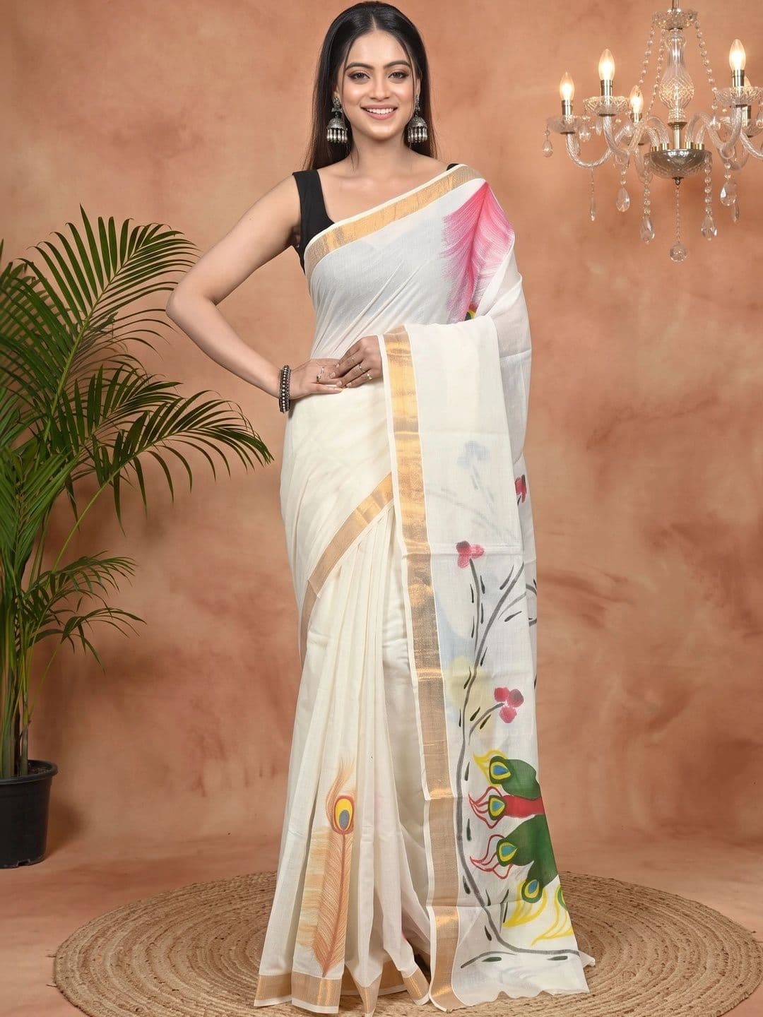 GitAsit Women  Ethnic Motifs Sequinned Pure Cotton Handloom Taant Saree thumbnail 5