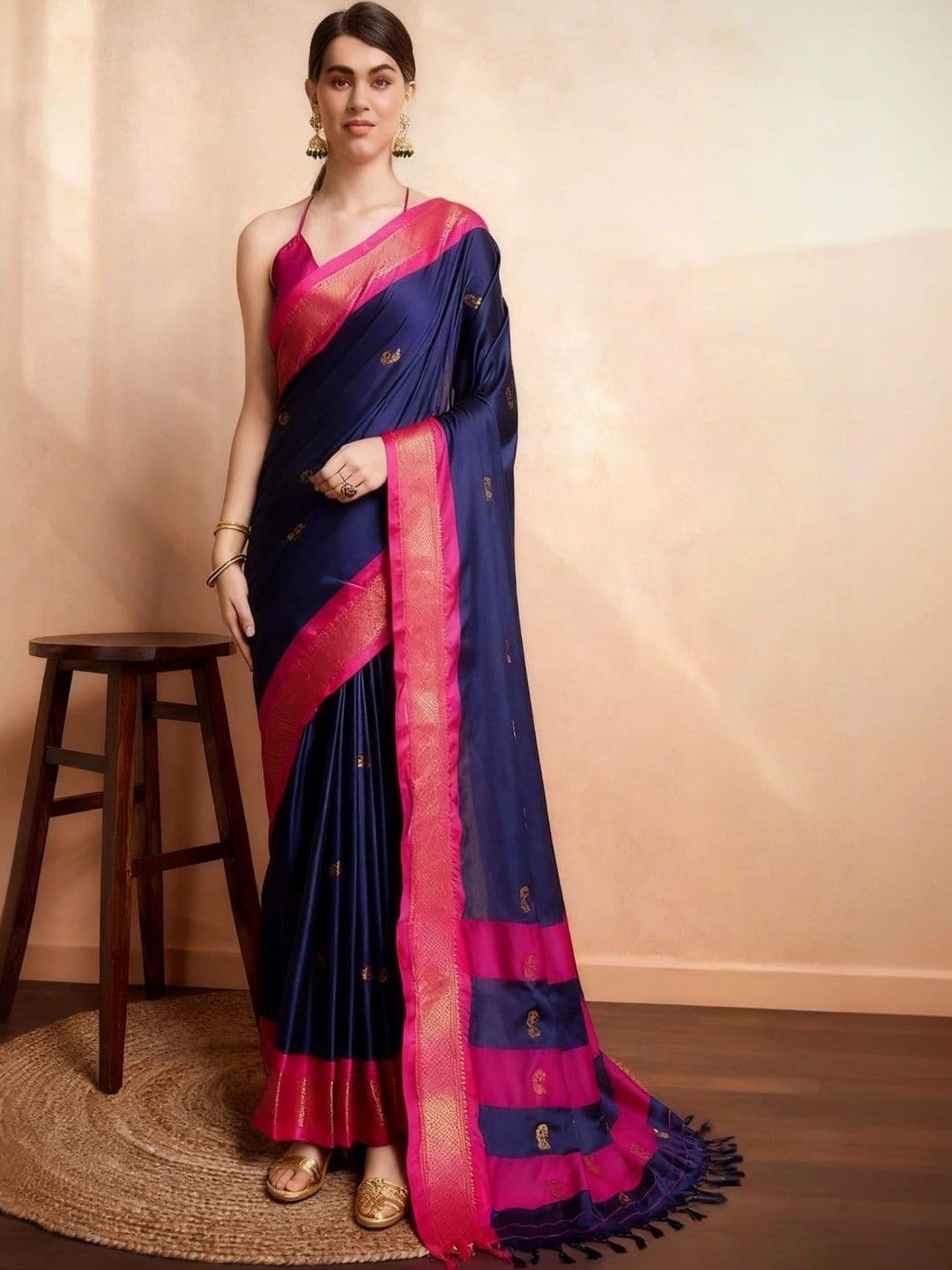 Sangria Zari Pure Cotton Kanjeevaram Saree - view 1