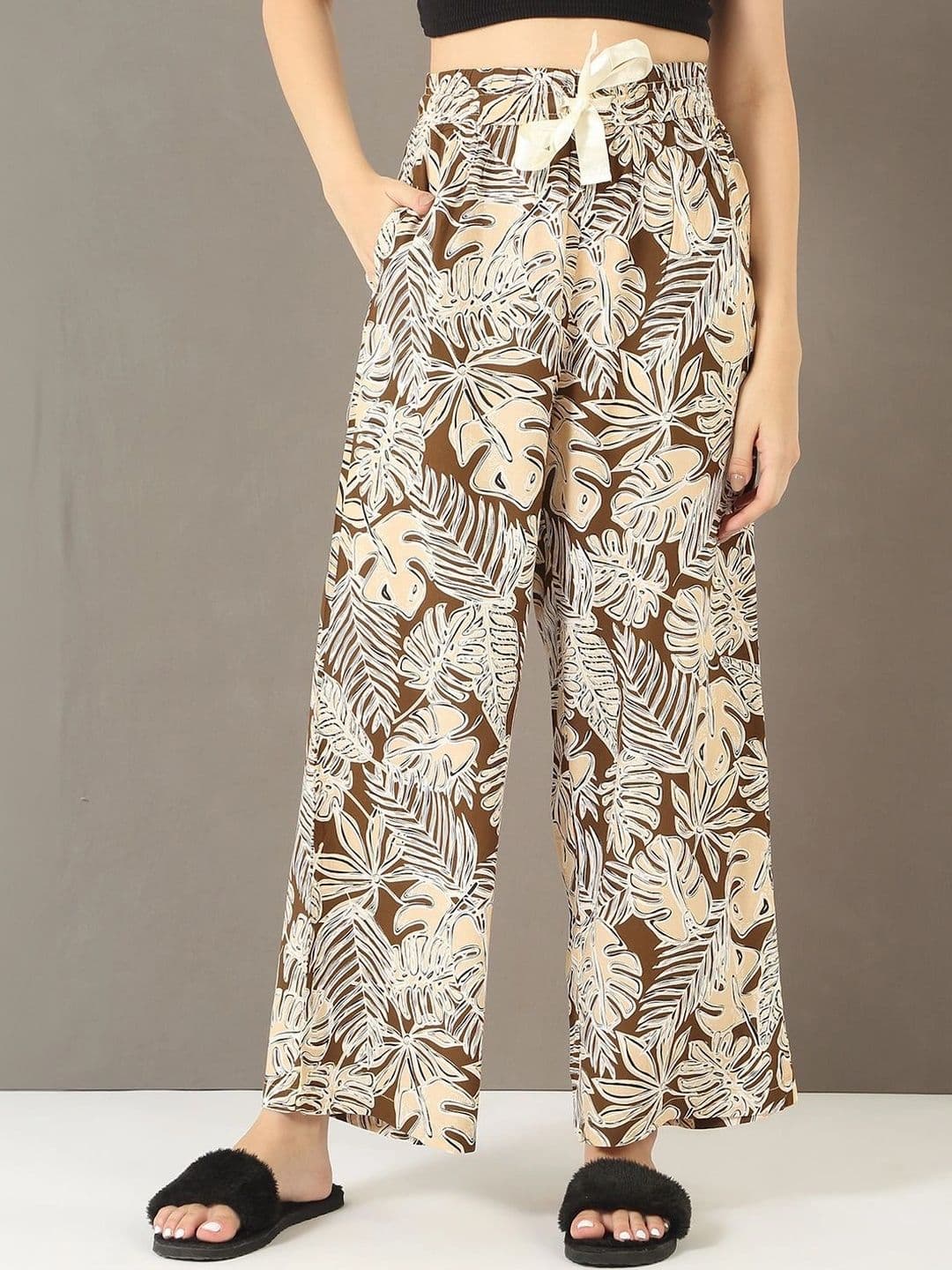 Sweet Dreams Women Floral Printed Knitted Palazzos - view 1