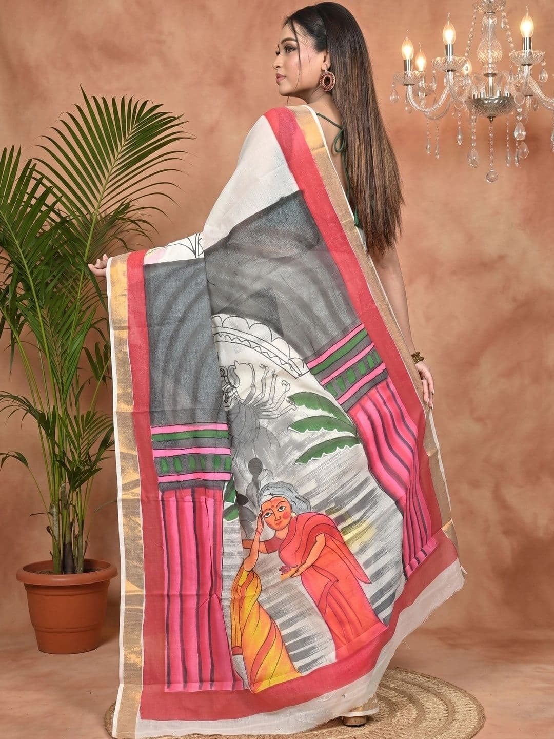 GitAsit Sequinned women Pure Cotton Handloom Taant Saree thumbnail 6