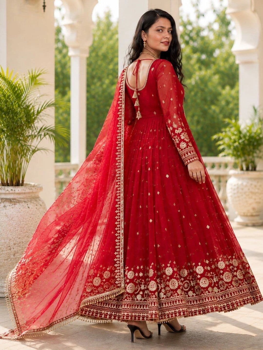 KALINI Women Ethnic Motifs Embroidered Empire Kurta With Dupatta thumbnail 2