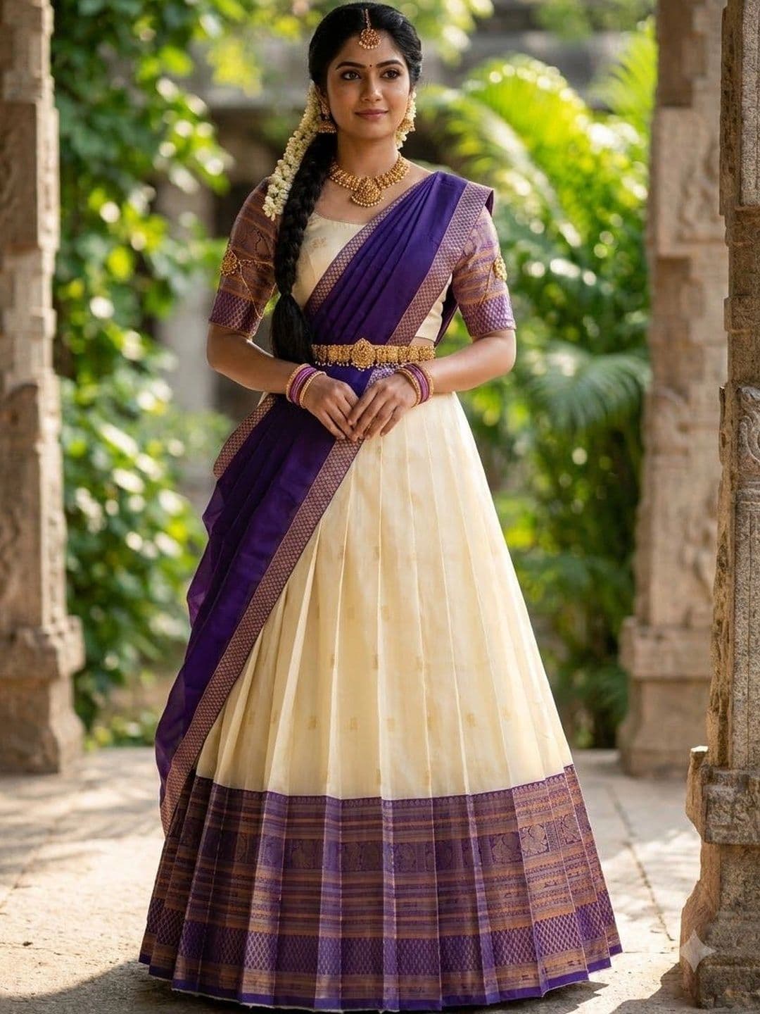 Fabcartz Semi-Stitched Lehenga & Unstitched Blouse With Dupatta - view 1