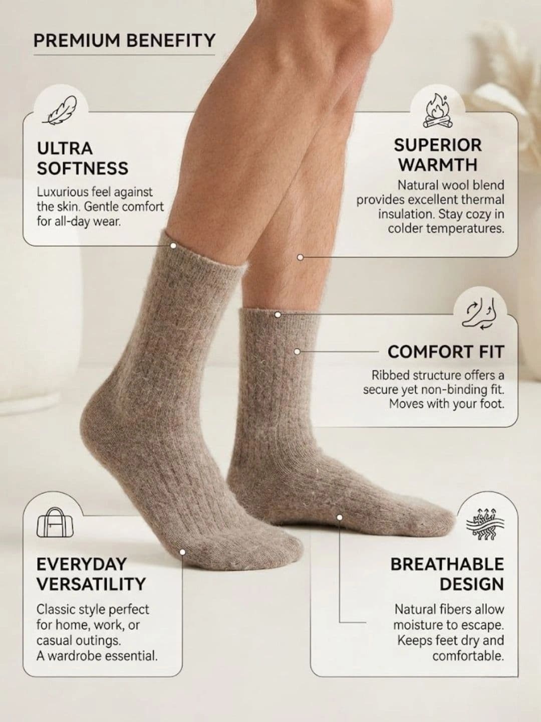 Cdeck Men Woolen Calf Length Socks thumbnail 6