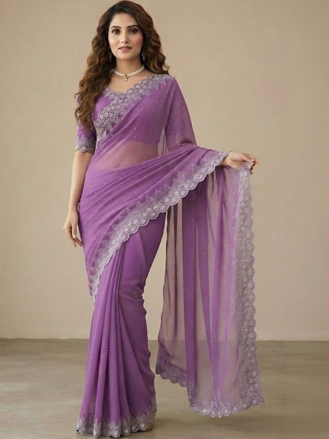 SmileyFashion Pure Georgette Saree - view 1