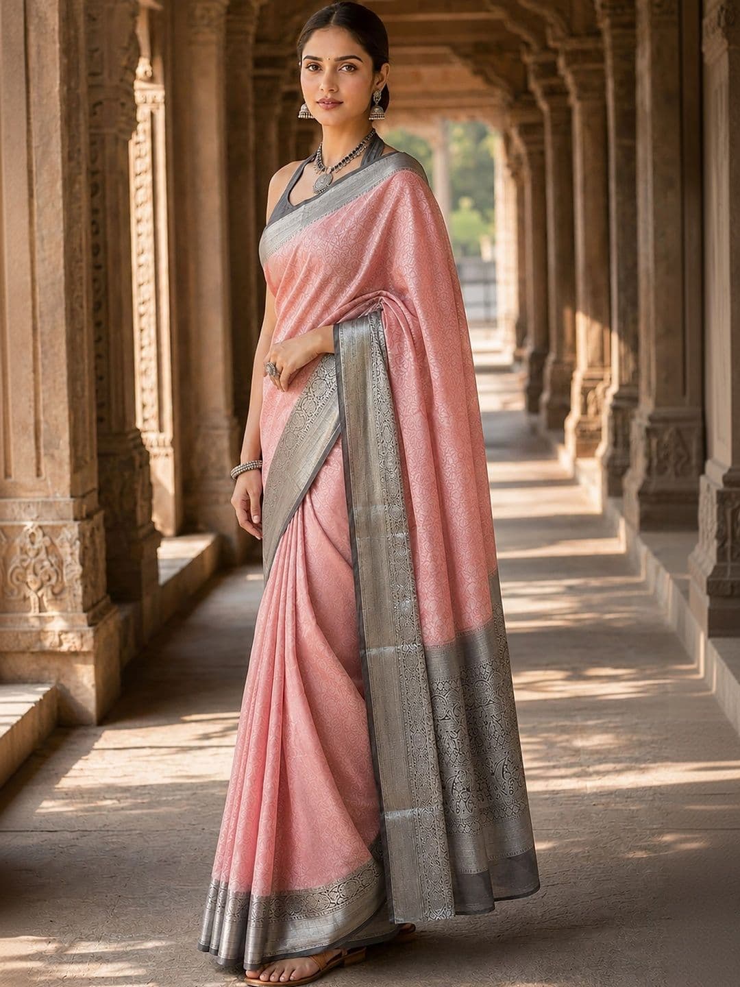 KALINI Woven Design Zari Silk Blend Designer Banarasi Saree thumbnail 3