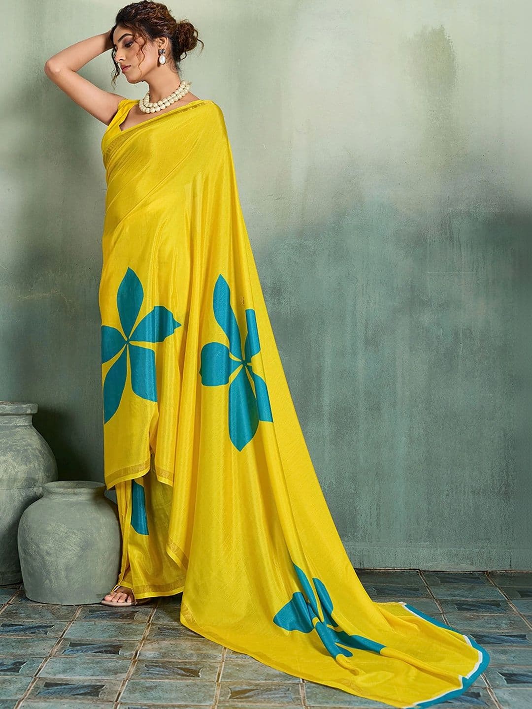 KALINI Designer Block Print Saree thumbnail 3