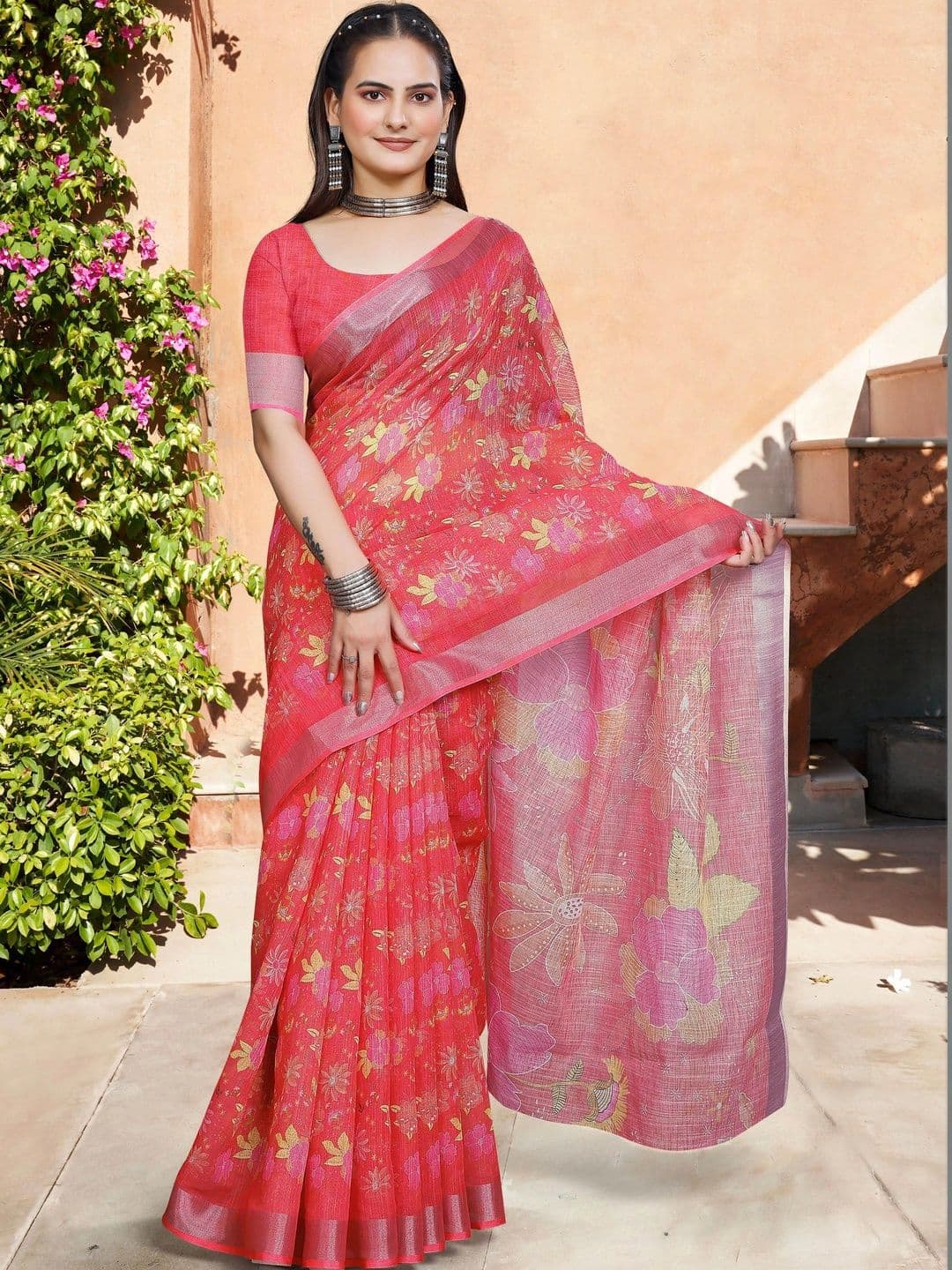 MANVAA  Women Floral Saree - view 1