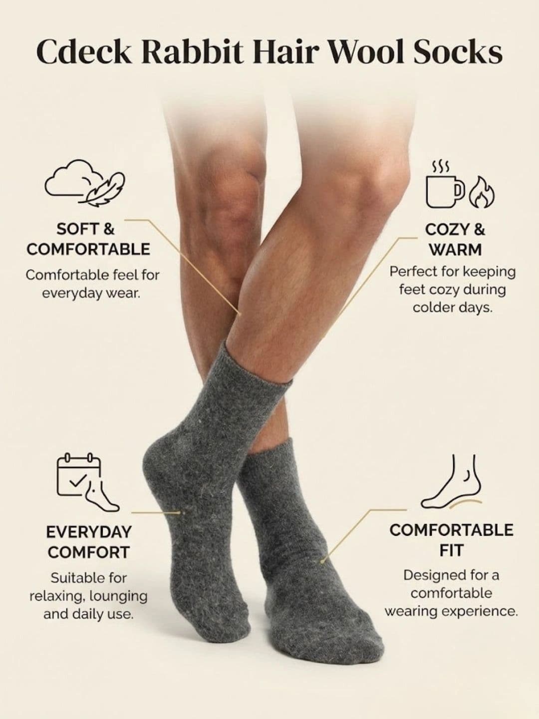 Cdeck Men Pack of 2 Woolen Patterned Calf Length Socks thumbnail 6