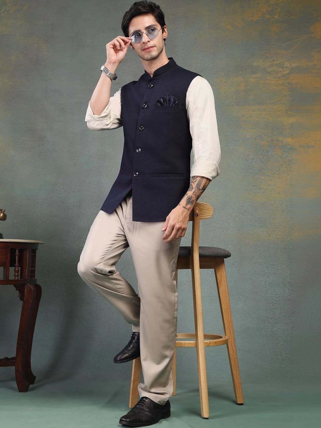 Badoliya & Sons Pure Wool Woven Nehru Jackets thumbnail 6