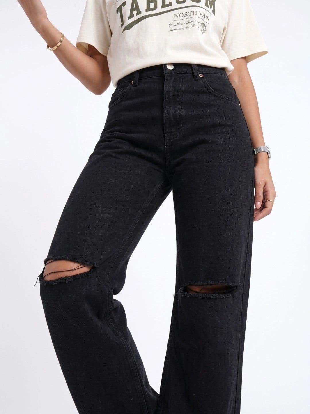 COMFITS Women Classic Relaxed Fit Mid-Rise Highly Distressed Stretchable Jeans thumbnail 2