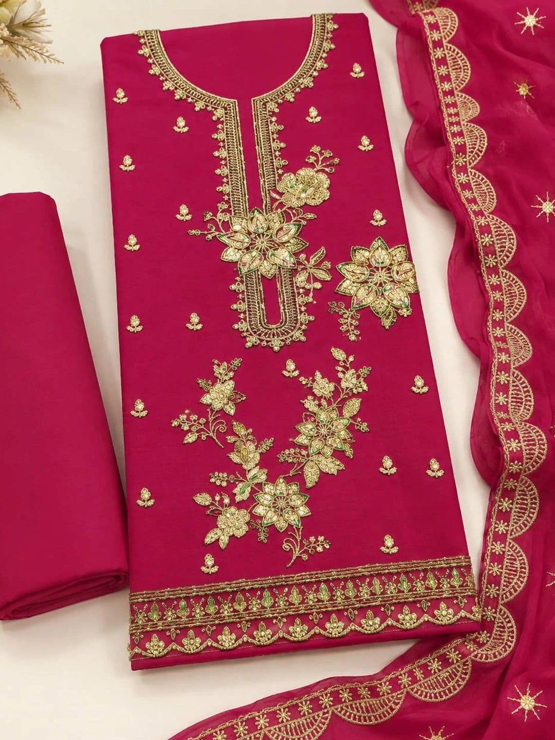 BHAIRAV TEX Embroidered Unstitched Dress Material thumbnail 3