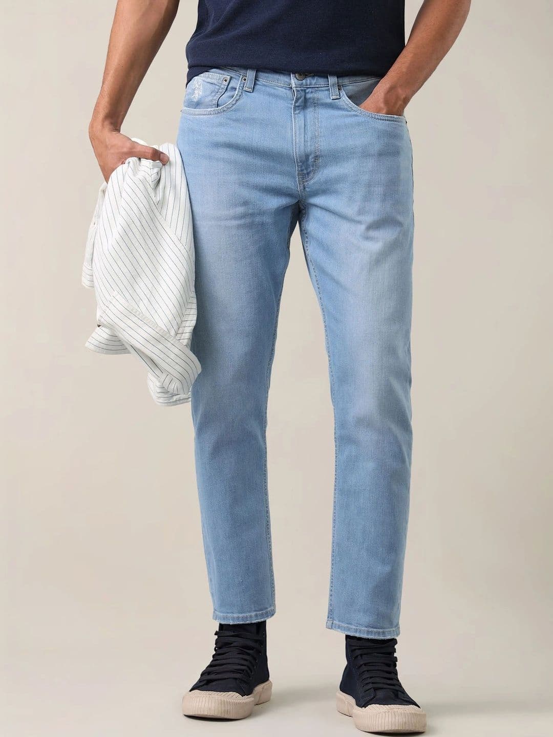 U.S. Polo Assn. Denim Co. Men Straight Fit Mid-Rise Low Distress Jeans - view 1