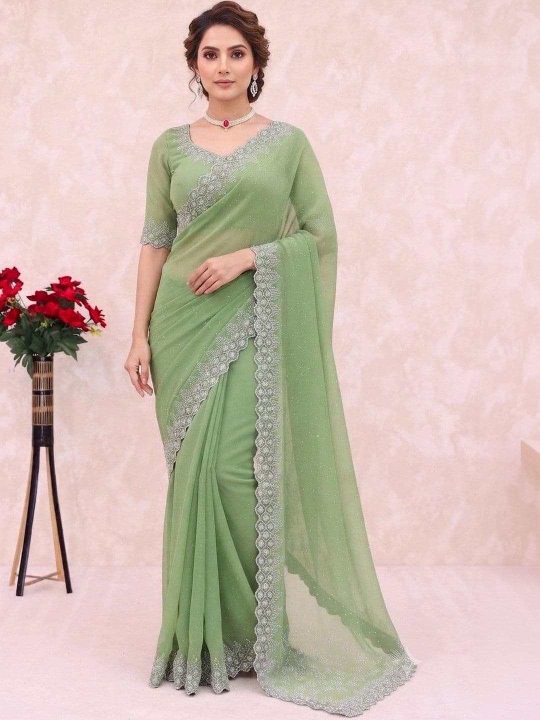 SmileyFashion Women Pure Georgette Saree - view 1