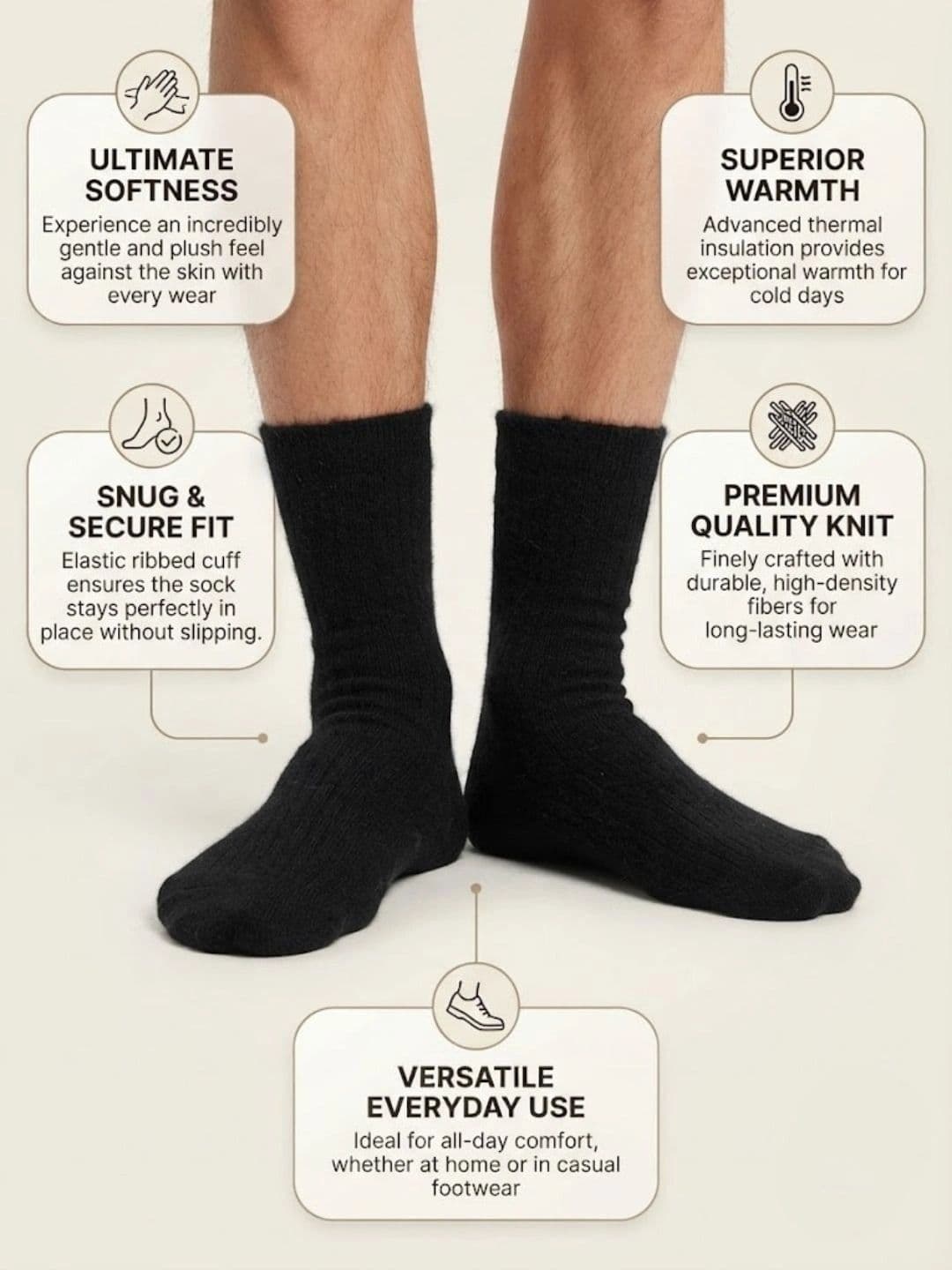 Cdeck Men Woolen Calf Length Socks thumbnail 3