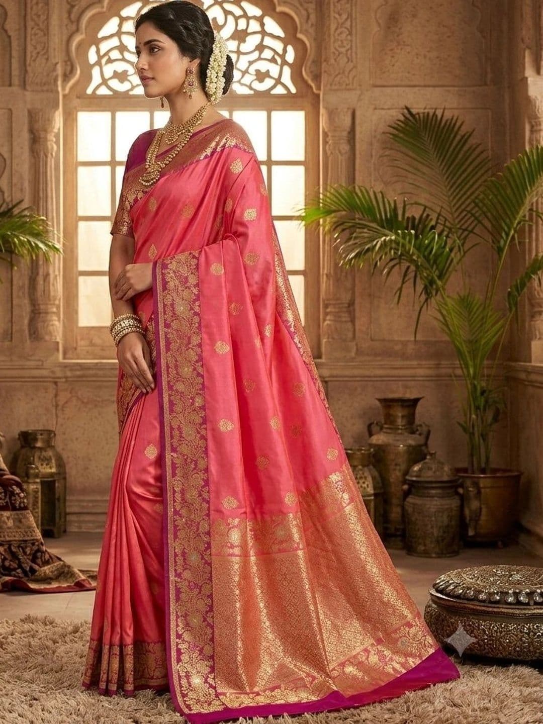 RANGREET Ethnic Motifs Zari Saree thumbnail 4