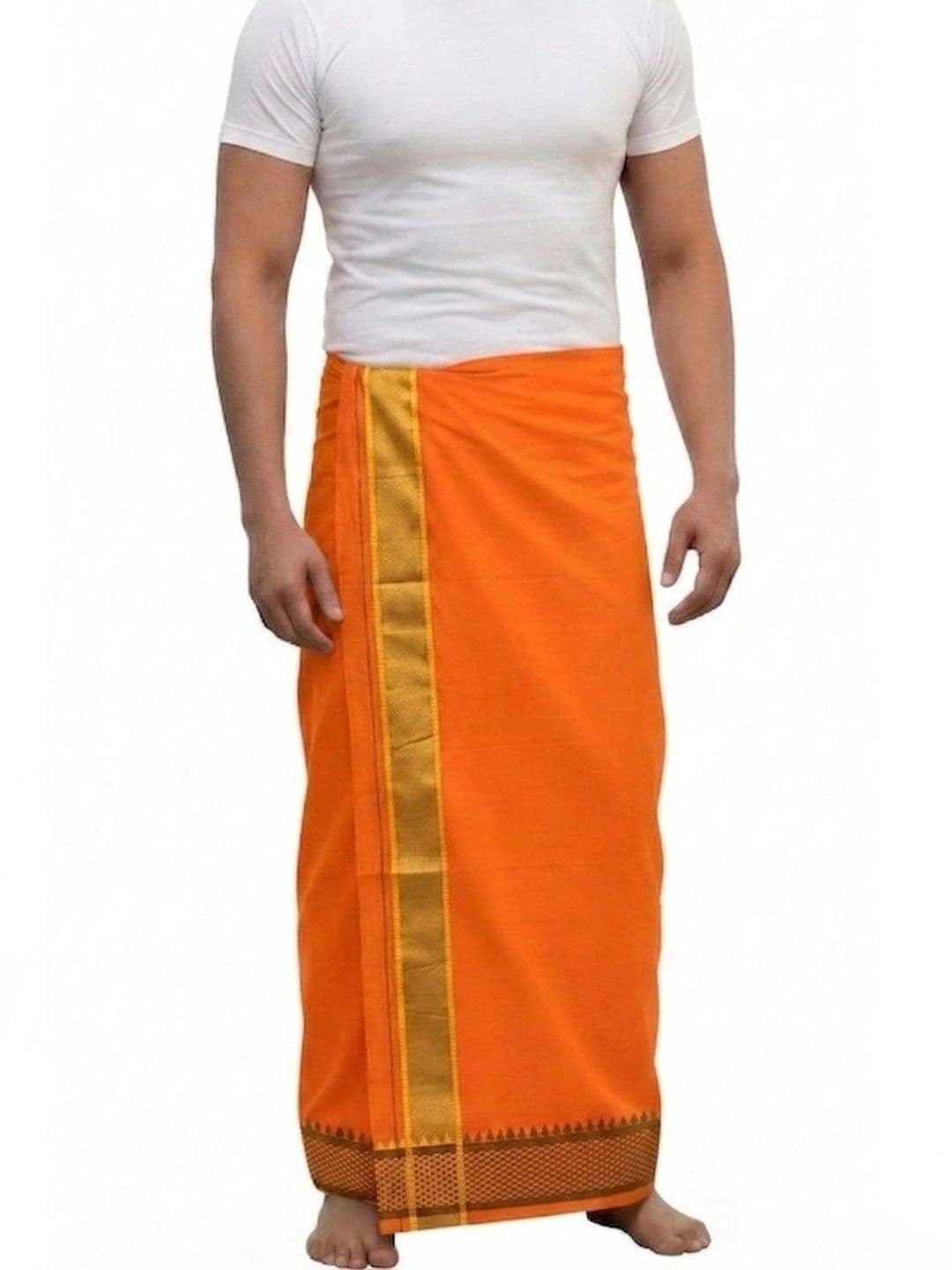 Tharunsha Elite Men Pack of 2 Striped Cotton Dhoti Dhotis thumbnail 3