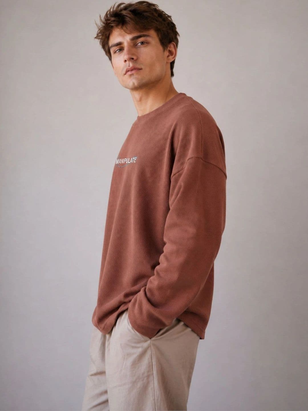 BRAHMOR Men Typography Drop-Shoulder Sleeves Boxy T-shirt thumbnail 7